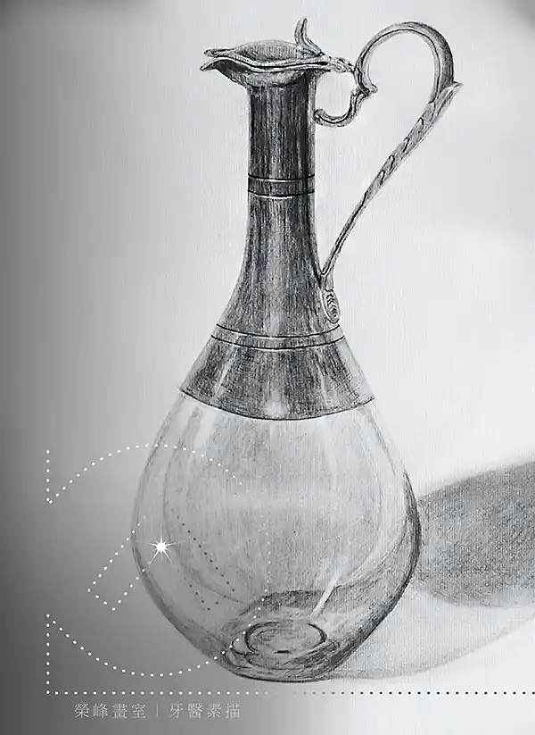 《鉛筆素描-長頸水壺》，作者：，鉛筆素描。